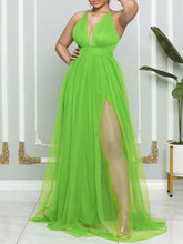 Ärmellose Neckholder-Maxikleider aus Netzstoff mit Rücken