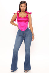 Janelle High Waist Trouser Flare Jean - Medium Blue Wash Ins Street