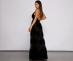 Morgan Formal Flocked Velvet Dress