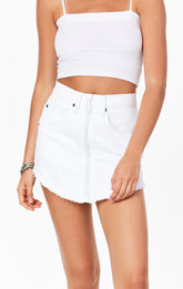 WEISSER ROCK „BEATRICE“ MIT STRASS-REISSVERSCHLUSS VORNE