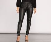 She's Edgy Coated Skinny Pants Ins Street