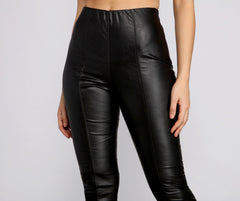 Sleek Details Faux Leather Leggings Ins Street