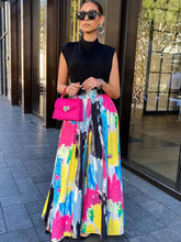 Hose mit weitem Bein und hohem Bund und Graffiti-Print