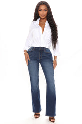 In The Groove High Rise Bootcut Jeans - Dark Wash Ins Street