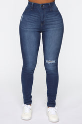 Swing My Way High Rise Skinny Jeans - Medium Blue Wash