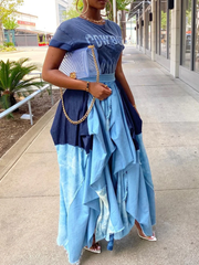 Lockerer Rock mit Spleißdruck und Karomuster