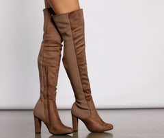 50 and 50 Thigh High Faux Suede and Knit Boots Newgew
