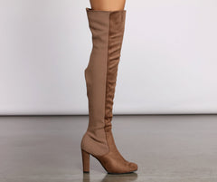 50 and 50 Thigh High Faux Suede and Knit Boots Newgew