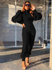 Zweiteiliges Oberteil mit Laternenärmeln und langer Hose