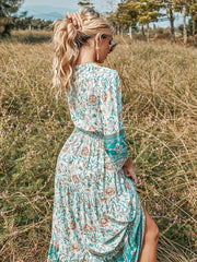 Green Print Loose Dress