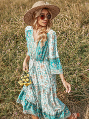 Green Print Loose Dress