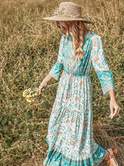 Green Print Loose Dress