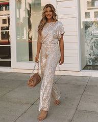 Wintour Billowed Sequin Top - Champagne