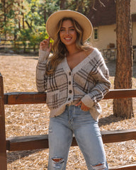 Torrington – Karierte Strickjacke mit Taschen und Knopfleiste vorne