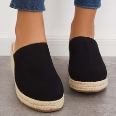 Espadrilles Mules Wedges Plateau Slip-on Sandalen ohne Fersen