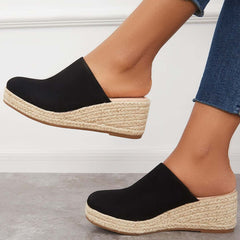 Espadrilles Mules Wedges Plateau Slip-on Sandalen ohne Fersen