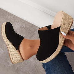Espadrilles Mules Wedges Plateau Slip-on Sandalen ohne Fersen