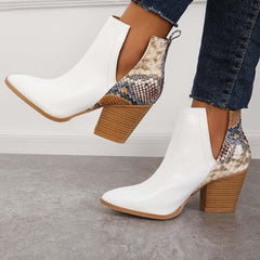 Womens Western Ankle Cowboy Boots Cutout Block Heel Booties Pairmore
