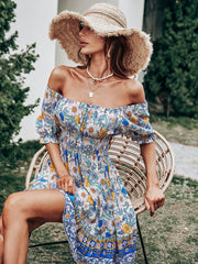 High Waist Printed Dress