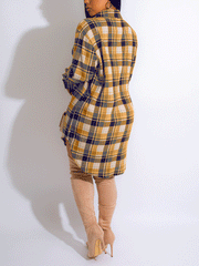 Plaid Button Long Sleeve Shirt Dress