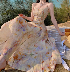 Watch The Stars – Maxikleid aus Baumwolle mit Stufen und Quasten