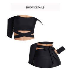 Langärmliger Badeanzug mit überkreuztem Crop-Top und Rashguard