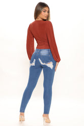 Tall All The Booty Ripped Skinny Jeans - Medium Blue Wash