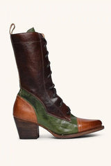 Viantage Leather Lace Up Chunky Heel Boots Newgew