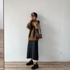 Long casual denim skirt