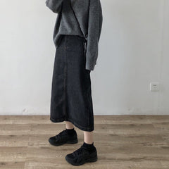Long casual denim skirt