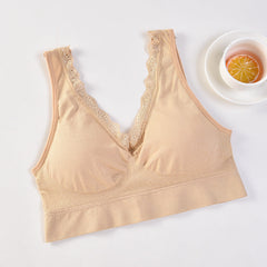 Schwarzes Spitzen-Bralette mit V-Ausschnitt