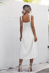 Teagan Babydoll-Kleid aus Baumwolle mit Stufenmuster - Off White