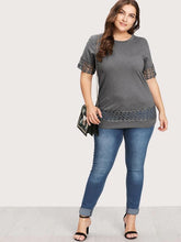 Lace Stitching Loose Short Sleeves