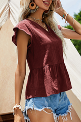 Elegant Solid Split Joint Frenulum V Neck T-Shirts Ins Street