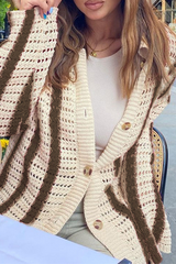 Gestreifte Oberteile mit geteilter Schnalle und Umlegekragen