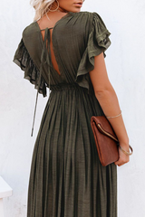 Einfarbige Kleider mit Schlitz und V-Ausschnitt im Kuchenrock-Stil