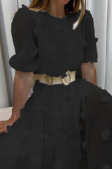 Solide Split Joint O Neck Cake Rock Kleider