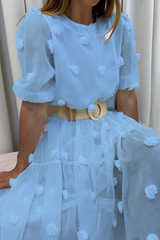 Solide Split Joint O Neck Cake Rock Kleider