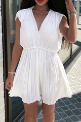 Kleider mit einfarbigem V-Ausschnitt und Kuchenrock