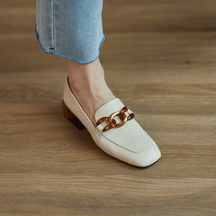 Eldora Low Heel Loafers with Chain Decoration