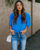 Kingston Statement Sleeve Top - Blue Ins Street
