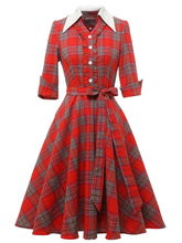 1950s Retro Rockabilly Princess Cosplay Dress plaid Costume Gown Sai Feel