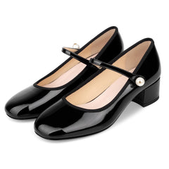 Klassische Perlen Mary Jane Pumps Übergröße