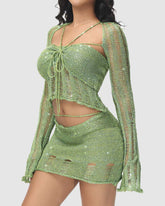 Neues schillerndes Häkel-Kurzrock-Set