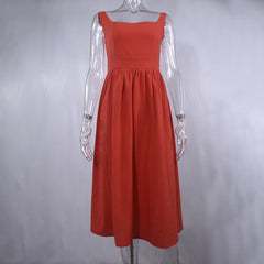 Einfarbige Kleider mit Schlitz und quadratischem Kragen und Kuchenrock