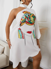 Neckholder-Kleid mit One-Shoulder-Träger