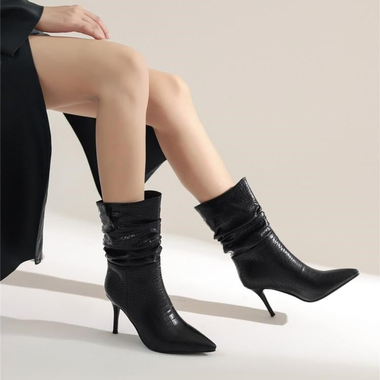 Quilted Beauty Scrunch Stiletto Booties Newgew