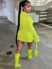 Langärmlige Mini-Hemdkleider mit asymmetrischem Saum