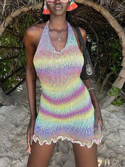 Halter Irregular Hem Mini Dress