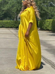 Loose Solid V-neck Jumpsuit